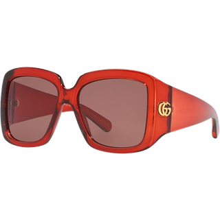 Gucci Kvinde GG1402S 003 Solbriller Acetat Bordeaux Brun Firkantet Normal