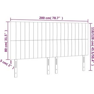Sengegavl Med Led-Lys Stof - Gråbrun / 200 x 5 x 118/128 cm