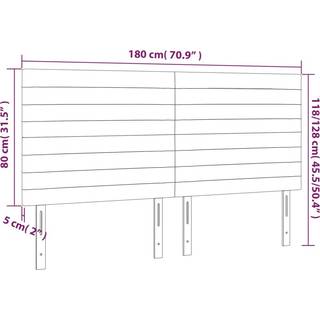 sengegavl med LED-lys 180x5x118/128 cm stof mørkegrå