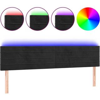 Sengegavl Med Led-Lys Velour - Sort / 160 x 5 x 78/88 cm