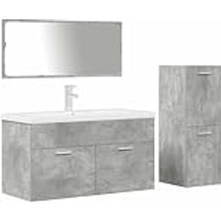 møbelsæt til badeværelse 4 dele konstrueret træ betongrå