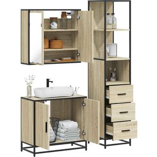 Møbelsæt Til Badeværelse 3 Dele Konstrueret Træ - Sonoma-eg