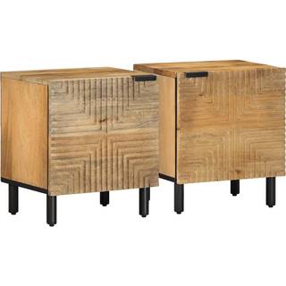 sengeborde 2 stk. 40x33x46 cm massivt mangotræ brun