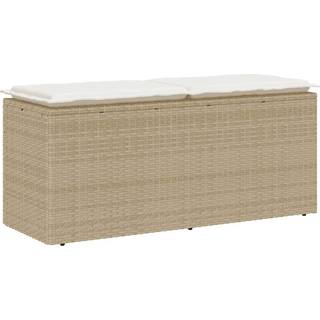 Havebænk Med Hynde 110X40X44 Cm Polyrattan - beige og cremefarvet