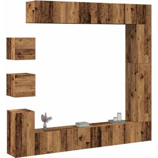 Tv-Skabssæt 9 Dele Konstrueret Træ - Gammelt træ