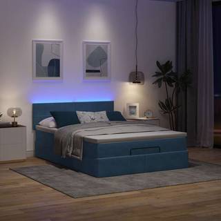 osmannisk sengeramme med madras 140x190 cm fløjl mørkeblå