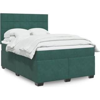 kontinentalseng med madras 160x200 cm fløjl mørkegrøn