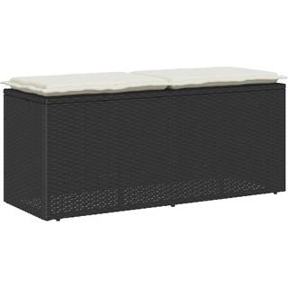 Havebænk Med Hynde 110X40X44 Cm Polyrattan - Sort