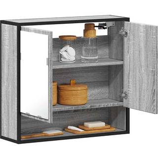 skab med spejl 65x20x60 cm konstrueret træ grå sonoma-eg