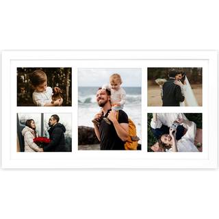 Golden State Art 12x24 White Wood Picture Frame - White Mat til 8x10 og 5x7 fotos - Real Glass Sawtooth Hanger Swivel Tabs - V?gmontering - fanta