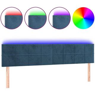 Sengegavl Med Led-Lys Velour - Mørkeblå / 160 x 5 x 78/88 cm