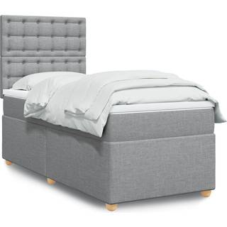 Kontinentalseng Stof Lysegrå - knapper / 80 x 200 cm