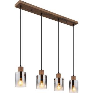 Hængelampe Underwood, længde 105 cm, brun/røggrå, MDF