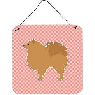 """" Caroline's Treasures Pomeranian Checkerboard Pink Wall eller Door Hanging Prints BB3642DS66 6 """" """" X 6 """" ""Multicolor"" ""