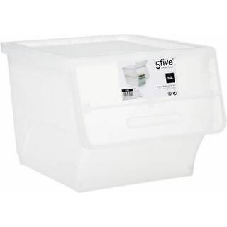 Kasser med låg til opbevaring - Hvid - 38cm x 45,5cm x 31cm - Liva