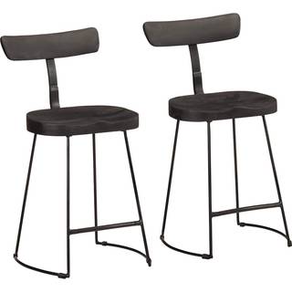 barstole 2 stk. 49x43x79 cm massivt mangotræ sort
