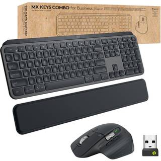 Logitech MX Keys combo for Business Gen 2 tastatur Mus inkluderet Kontor RF trådløs + Bluetooth QWERTY Tysk Grafit