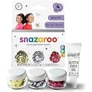 Sminkefarve BIO glitter 9g grov guld/sølv/rød+gel