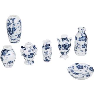Doll House Vase Vessel Vase Mini Vase Blå og hvid porcelæn med en stærk kinesisk stildrag til dukkehusets stue vindue