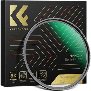 K&F Concept 72mm sort diffusion 1/8 filter Mist Cinematic Effect Lens Filter med 28 flerlagsbel?gninger Vandt?t/ridsebestandig til video/VLog/Por