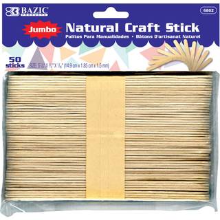 Bazic Jumbo Craft Sticks Natural Wood Stor i stor størrelse is Popsicle Stick Non Toxic DIY Project Building Crafts (50/Pack) 1-Pack