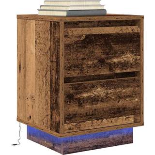 Sengeskab Med Led-Lys 38X34X - 1 / Gammelt træ / 50 cm