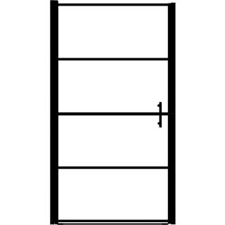 brusedør 91 x 195 cm hærdet glas sort