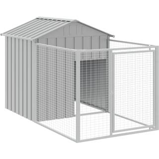 hundehus med løbegård 117x201x123 cm galvaniseret stål antracit