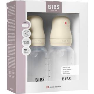 BIBS Baby Bottle Round Silicone 150 ml Slow Flow Ivory - 2 stk.