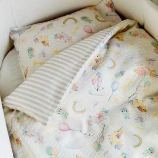 All By Voss Baby sengetøj, Unicorn Rose/Beige 70x100 cm