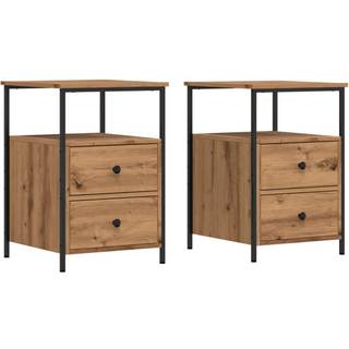 sengeborde 2 stk. 34x35,5x50 cm konstrueret træ kunsteg