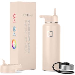 Jern? Kolbe Camping & Vandring Hydratisering Kolbe med 3 låg - Rustfrit stål Dobbeltvægget og vakuumisoleret vandflaske - Lækagefast & BPA -fri (