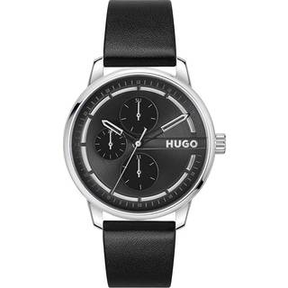 HUGO 1530366 Stamp Multi Black Leather Strap Watch - W45420