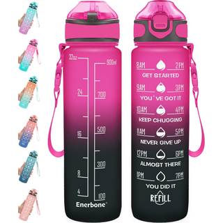 Enerbone 32 oz drikkevandsflaske med tid til at drikke og suger?r Motiverende med b?restrop L?kagesikker BPA og giftfri S?rg for at du drikker no