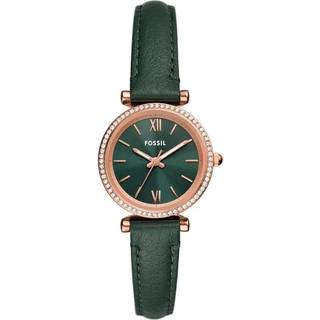 Fossil ES5370 Carlie Green Leather Strap Watch - W10367