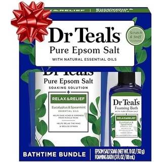 Dr Teal's eukalyptus & grøn mynte 2-delt badeprøvesæt i gaveæske – Jule-sokkefyld