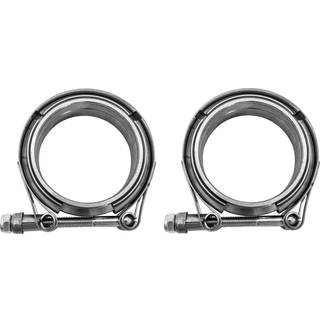 2X 2,5"""" V-b?ndsboltklemme i rustfrit st?l med 2 stk. hunflange til hank?n i rustfrit st?l