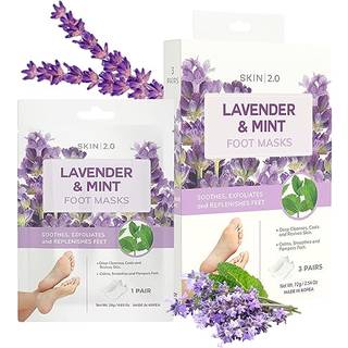 Hud 2.0 Lavendel och mynta fotmasker Fuktande strumpor - Lindrar svullna och värkande fötter tar bort oönskad lukt avkopplande fotmask - grymhets