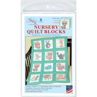 Jack Dempsey Needle Art Forest Friends Embroidery Kit 9 """" X 9 """" Blocks White