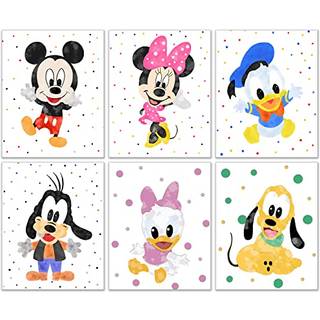 Mickey Mouse brnehave vgdekoration - St med 6 (8 tommer x 10 tommer) kunsttryk - Minnie Donald Daisy Pluto & Fedtmule originale glossy fotos