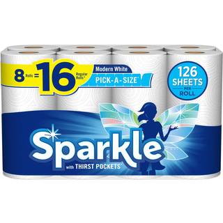 Sparkle Pick-A-Size Paper Howles 8 mega ruller = 13 Regelm?ssige ruller hverdagsv?rdi Papirh?ndkl?de med fuld og halvt ark