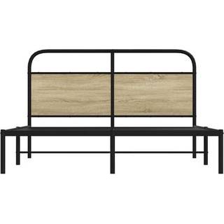 Sengeramme Uden Madras Metal Etræsfarve Røget Eg - med hovedgærde / 150 x 200 cm