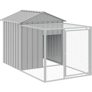 hønsehus med løbegård 117x201x123 cm galvaniseret stål lysegrå