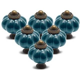 Seimneire 12 stk. Teal græskarknapper vintage keramiske skab
