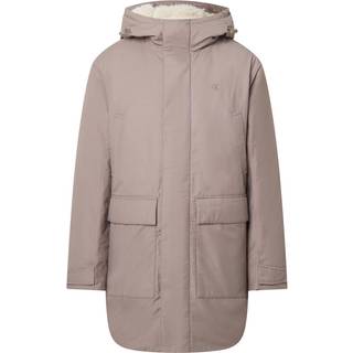 Cotton Nylon Padded Parka Coat - Grey - S