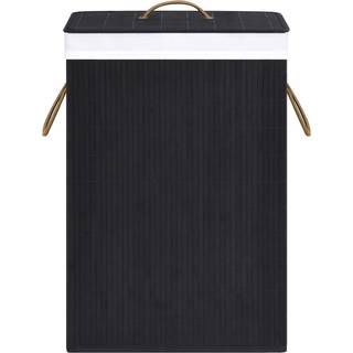 vasketøjskurv med 2 rum 72 l bambus sort