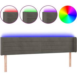 Sengegavl Med Led-Lys Fløjl - Mørkegrå / 183 x 16 x 78/88 cm