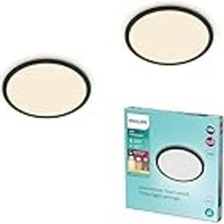 Philips LED loftslampe SuperSlim, dæmpbar, Sort, Arbejdsværelse, Plast, Moderne