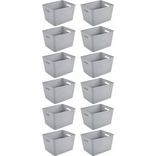 Sterilit 12 Pack Plastic Storage Bin Organisationsbeholdere Tallkurve Cement