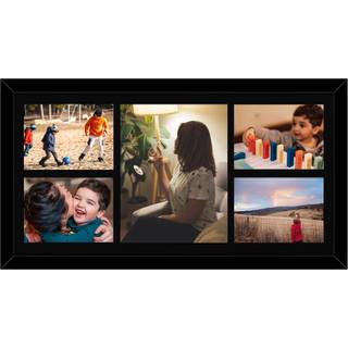 Golden State Art 12x24 Black Wood Picture Frame - Black Mat til 8x10 og 5x7 fotos - Real Glass Sawtooth Hanger Swivel Tabs - V?gmontering - fanta